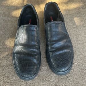 Prada Linea Rossa Black Textured Loafers Luxury Slip-On 9 (10 US)